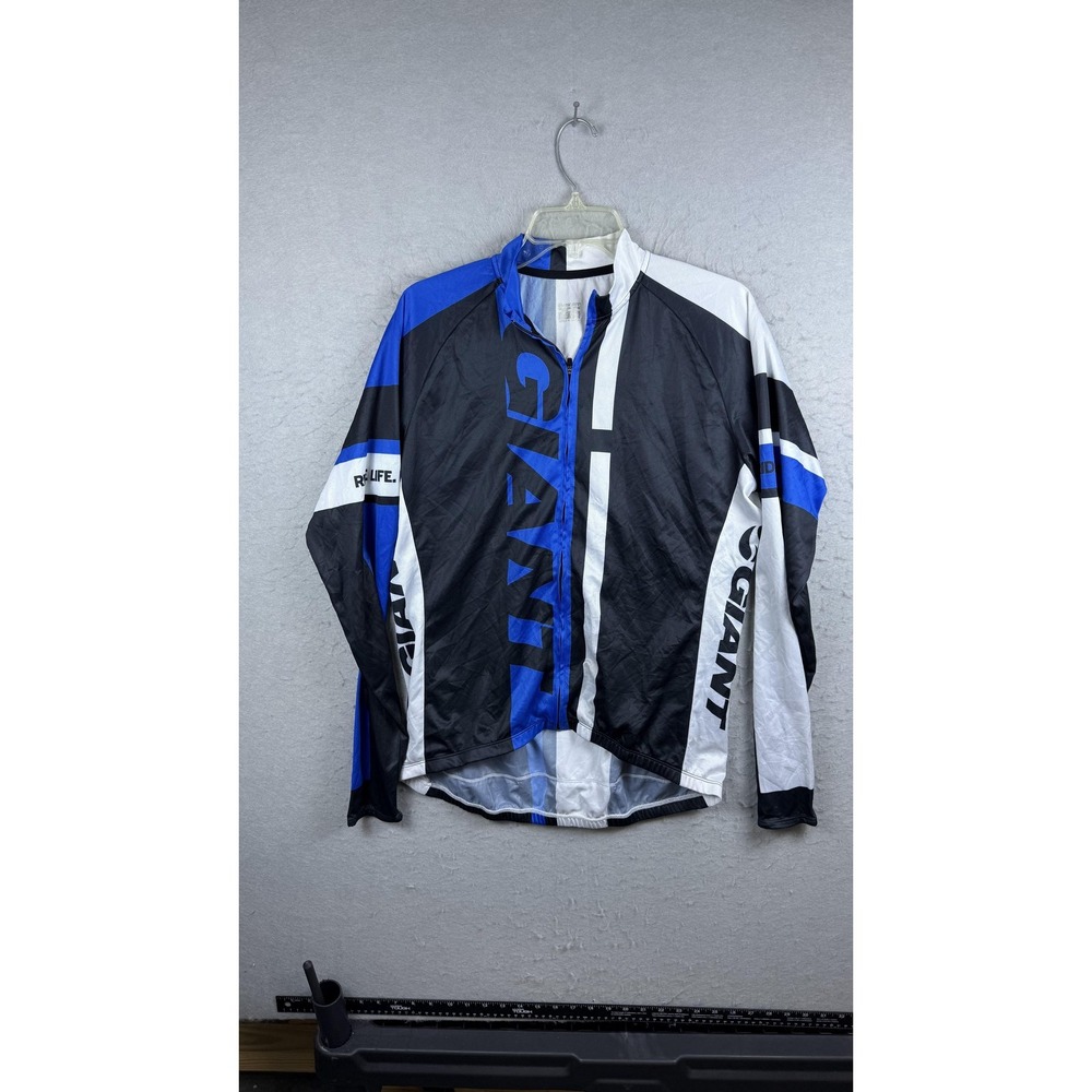 Giant Ride Giant Bike Cycling Jersey Long‎ Sleeve Zip Mens XL XXL Black Blue
